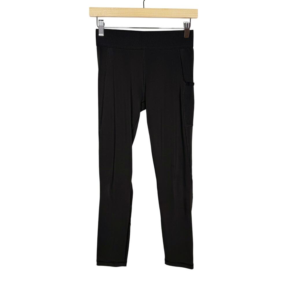 Adidas Womens Small S Black AeroReady Logo Leggings with Side Pocket Athletic